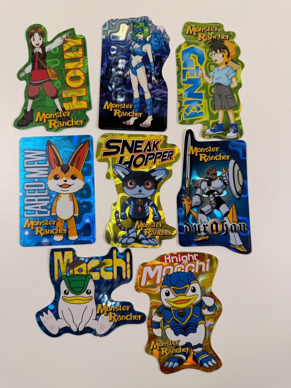 Lot of 8 Y2K holographic Monster Rancher vending machine stickers